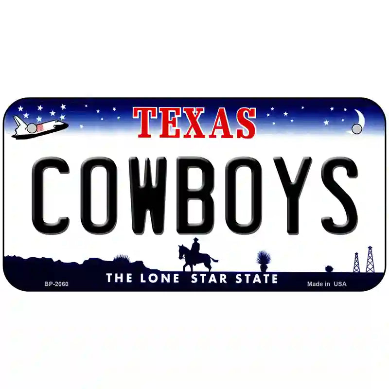 Cowboys Texas State Novelty Metal License Plate 6" x 3" (BP)