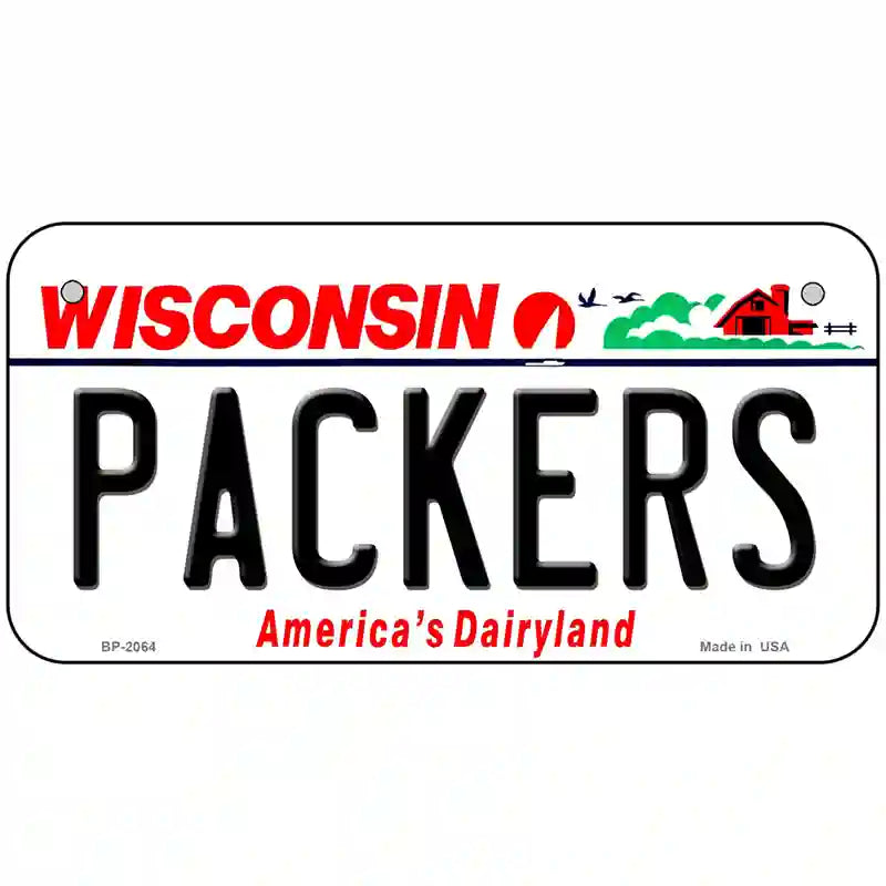 Packers Wisconsin State Novelty Metal License Plate 6" x 3" (BP)