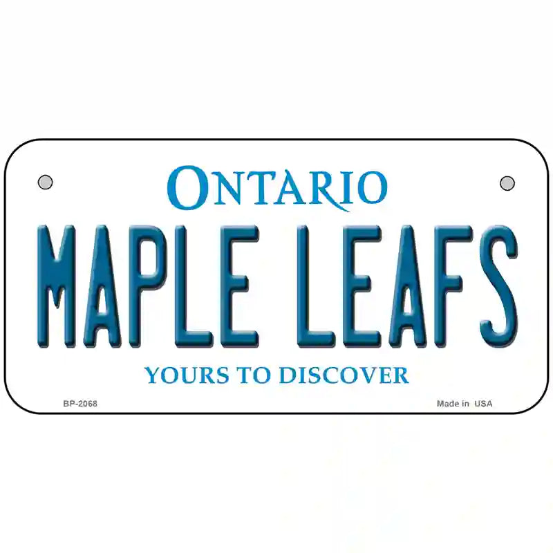 Maple Leafs Ontario Canada Province Metal Novelty License Plate 6" x 3" (BP)