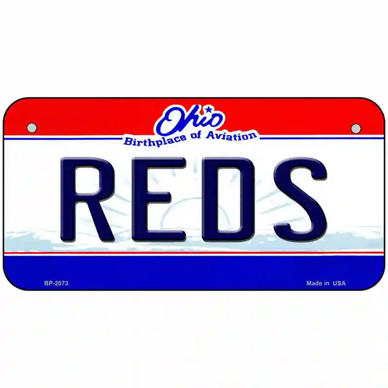 Reds Ohio State Novelty Metal License Plate 6" x 3" (BP)