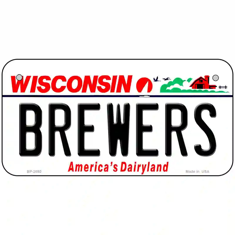 Brewers Wisconsin State Novelty Metal License Plate 6" x 3" (BP)