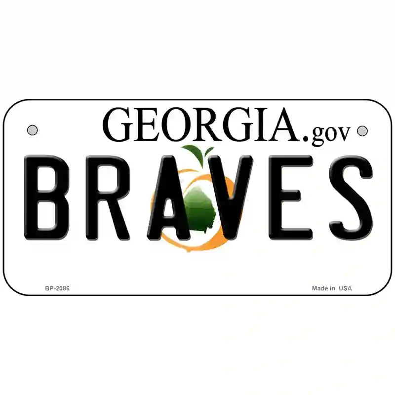 Braves Georgia State Metal Novelty License Plate 6" x 3" (BP)