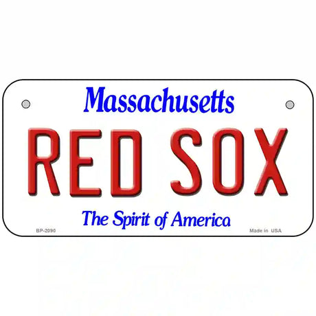 Red Sox Massachusetts State Novelty Metal License Plate 6" x 3" (BP)