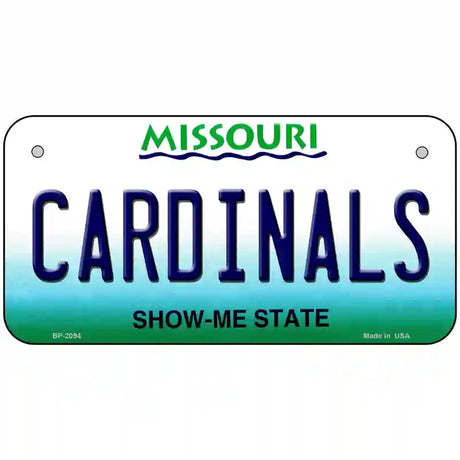 Cardinals Missouri State Novelty Metal License Plate 6" x 3" (BP)