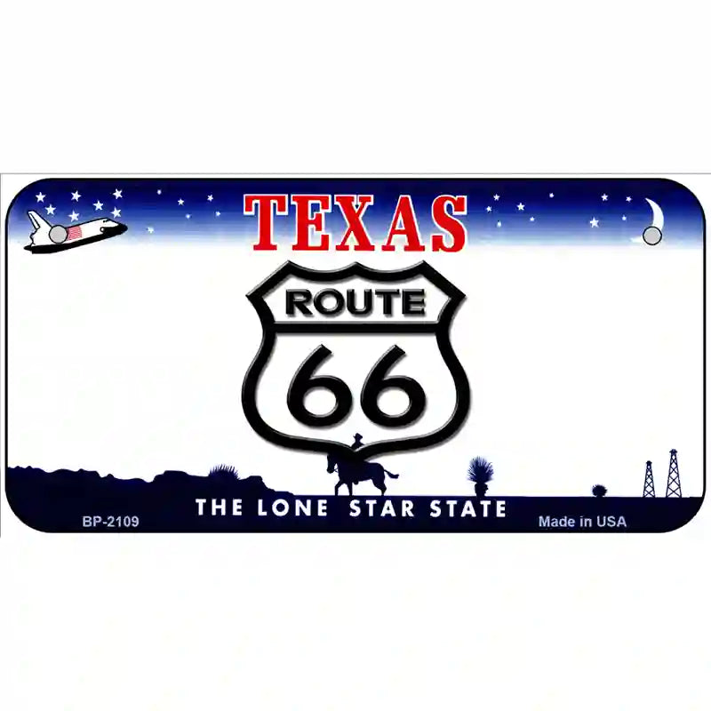 Route 66 Shield Texas Novelty Metal License Plate 6" x 3" (BP)