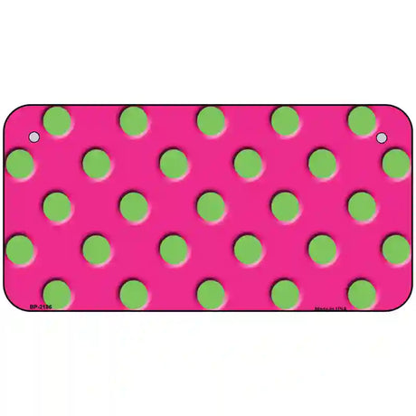 Lime Green Polka Dots Hot Pink Metal Novelty License Plate 6" x 3" (BP)