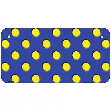 Yellow Polka Dots Royal Blue Metal Novelty License Plate 6" x 3" (BP)