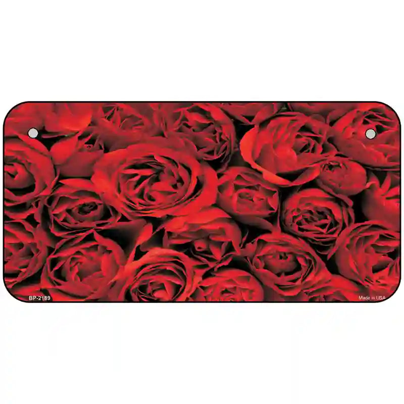 Red Roses Metal Novelty License Plate 6" x 3" (BP)