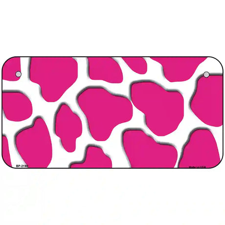 Pink White Giraffe Metal Novelty License Plate 6" x 3" (BP)