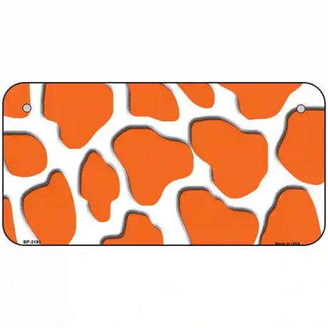 Orange White Giraffe Metal Novelty License Plate 6" x 3" (BP)