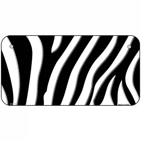 Black White Zebra Metal Novelty License Plate 6" x 3" (BP)