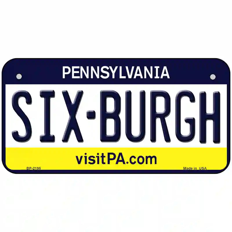 Sixburgh Pennsylvania Steelers Metal Novelty License Plate 6" x 3" (BP)