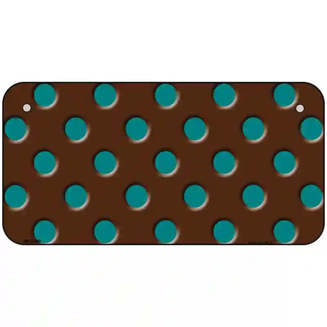 Teal Polka Dots Brown Metal Novelty License Plate 6" x 3" (BP)