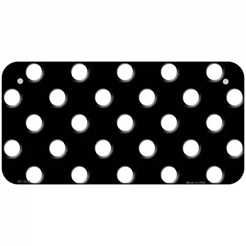 White Polka Dots Black Metal Novelty License Plate 6" x 3" (BP)