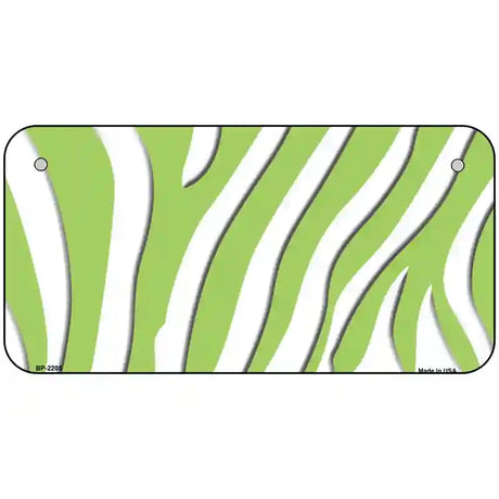 Lime Green White Zebra Metal Novelty License Plate 6" x 3" (BP)