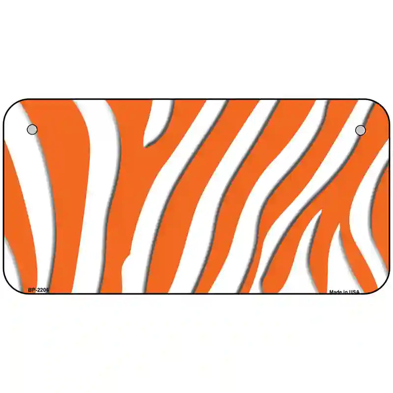 Orange White Zebra Metal Novelty License Plate 6" x 3" (BP)