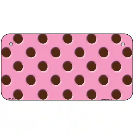 Chocolate Brown Polka Dots Pink Metal Novelty License Plate 6" x 3" (BP)