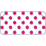 Hot Pink Polka Dots White Metal Novelty License Plate 6" x 3" (BP)