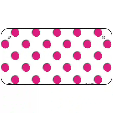 Hot Pink Polka Dots White Metal Novelty License Plate 6" x 3" (BP)