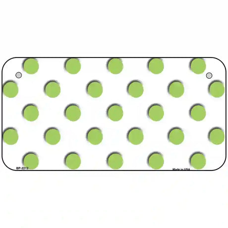 Lime Green Polka Dots White Metal Novelty License Plate 6" x 3" (BP)