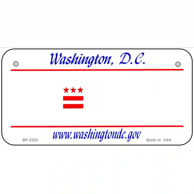 Washington DC State Novelty Blank Metal License Plate 6" x 3" (BP)