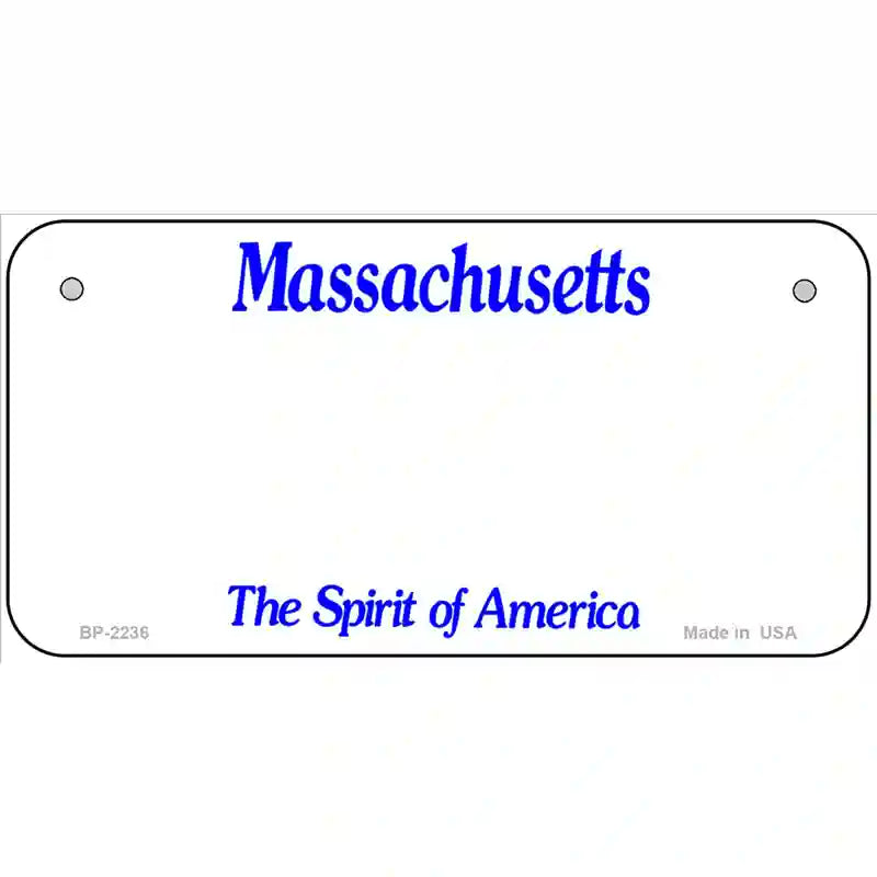 Massachusetts Novelty State Blank Metal License Plate 6" x 3" (BP)