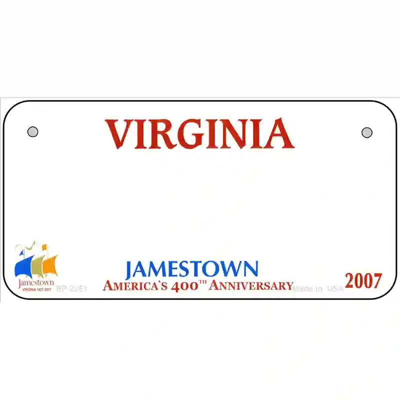 Virginia Novelty State Blank Metal License Plate 6" x 3" (BP)