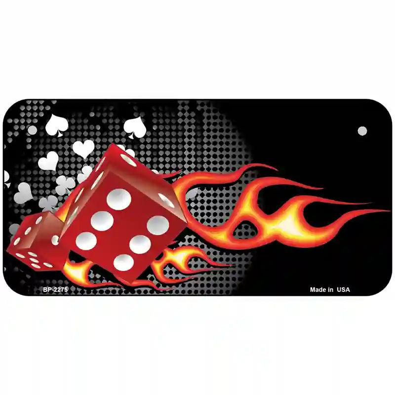Fire Dice Flame Metal Novelty License Plate 6" x 3" (BP)