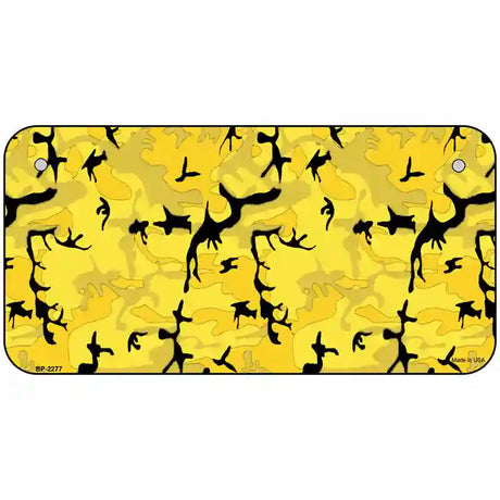 Yellow Camouflage Metal Novelty License Plate 6" x 3" (BP)