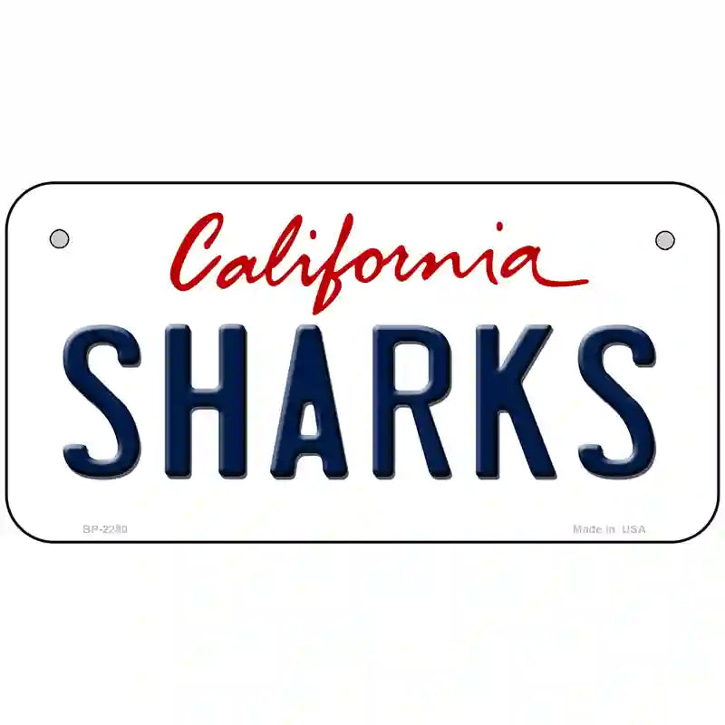 Sharks California Novelty State Metal License Plate 6" x 3" (BP)