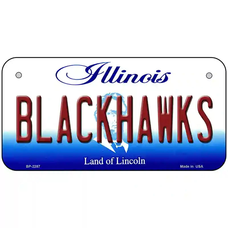 Blackhawks Illinois State Novelty Metal License Plate 6" x 3" (BP)