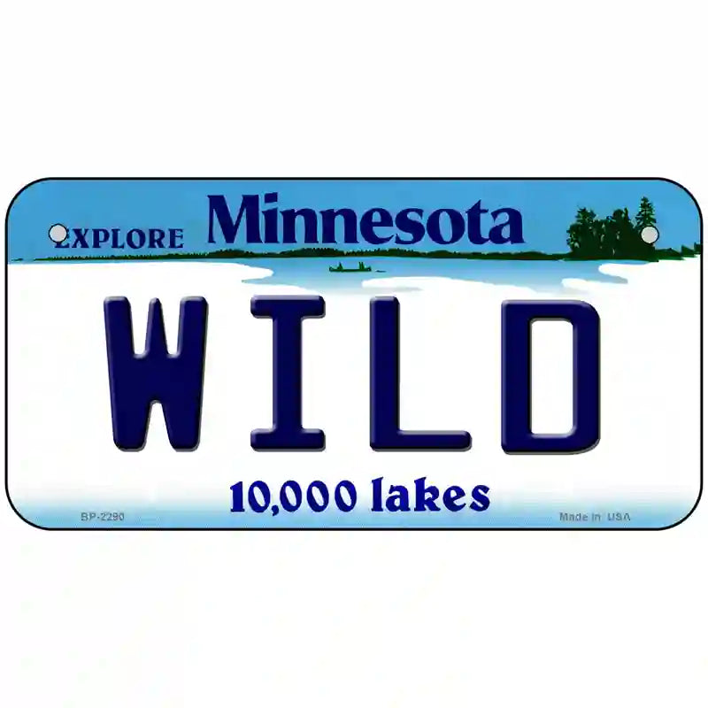 Wild Minnesota State Metal License Plate 6" x 3" (BP)