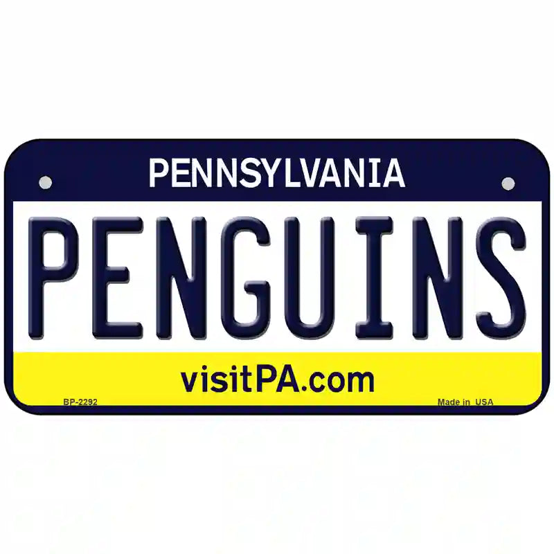 Penguins Pennsylvania Novelty State Metal License Plate 6" x 3" (BP)