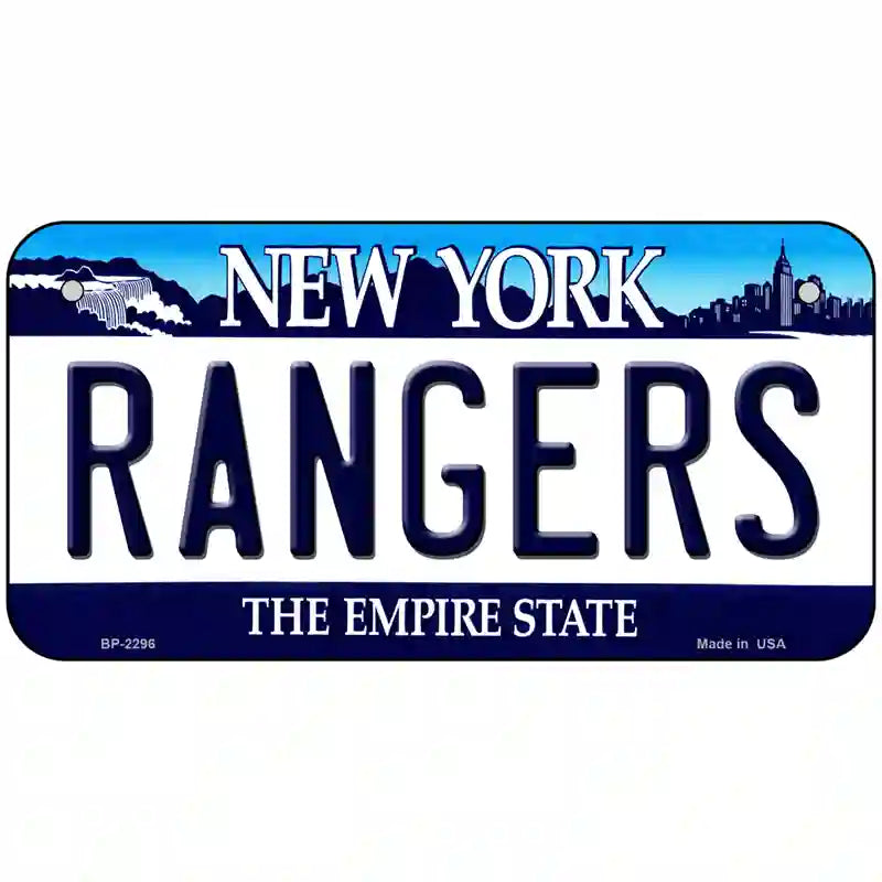 Rangers New York State Metal License Plate 6" x 3" (BP)