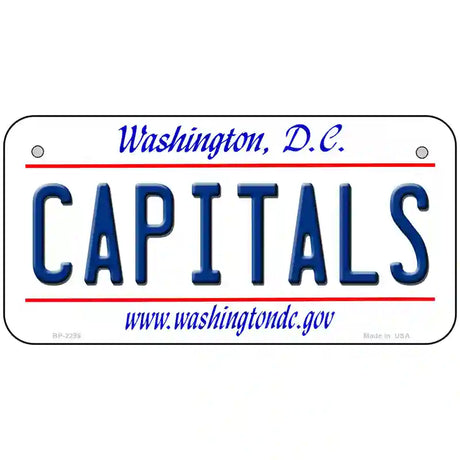 Capitals Washington DC Novelty State Metal License Plate 6" x 3" (BP)