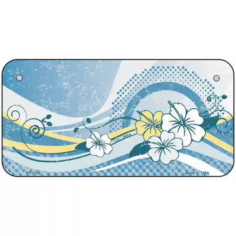 Blue Hawaii Hibiscus Metal Novelty License Plate 6" x 3" (BP)