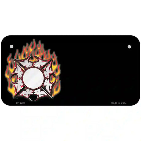 Fire Cross Offset Flat Metal Novelty License Plate 6" x 3" (BP)