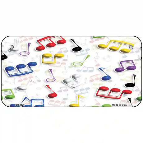 Musical Notes Multi-Color Metal Novelty License Plate 6" x 3" (BP)