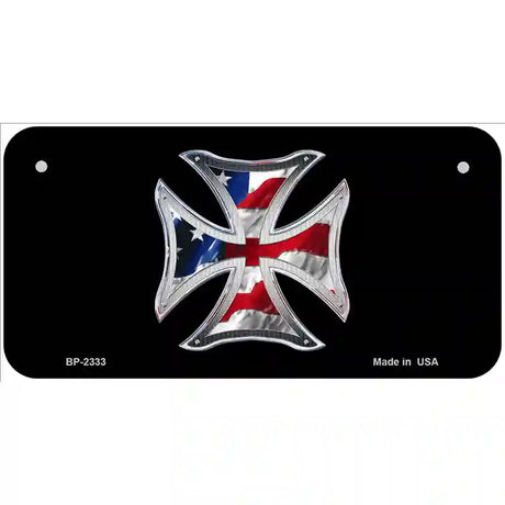 Maltese Cross Flag Metal Novelty License Plate 6" x 3" (BP)