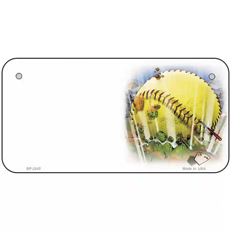 Softball Offset Metal Novelty License Plate 6" x 3" (BP)