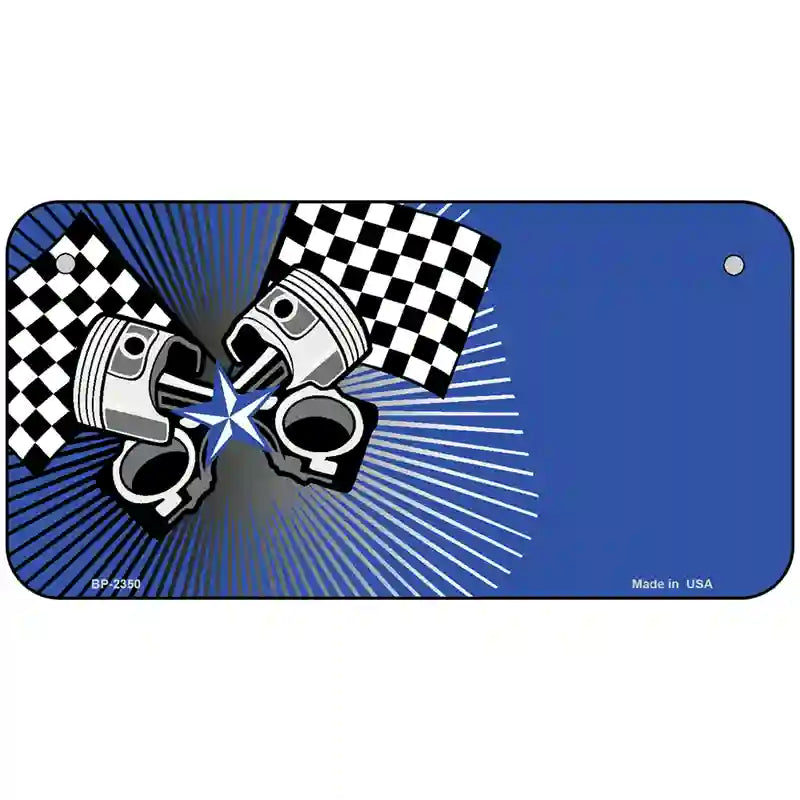 Racing Pistons Offset Metal Novelty License Plate 6" x 3" (BP)