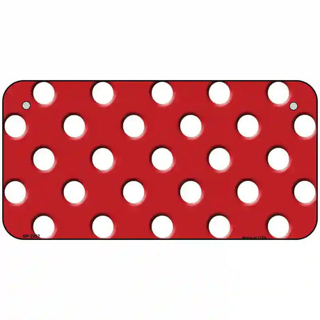 White Polka Dots Red Metal Novelty License Plate 6" x 3" (BP)