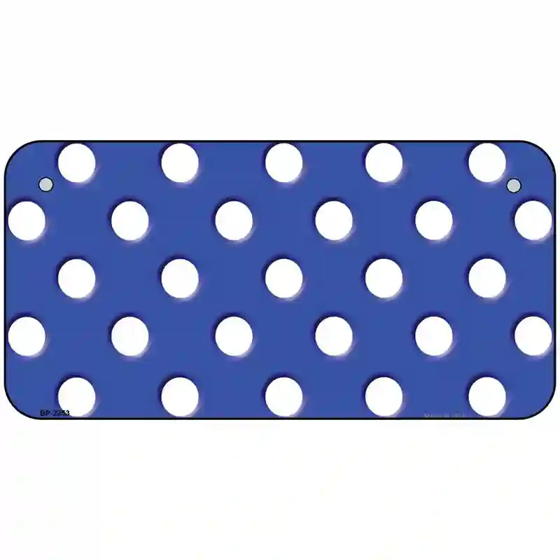 White Polka Dots Royal Blue Metal Novelty License Plate 6" x 3" (BP)