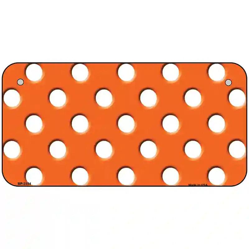 White Polka Dots Orange Metal Novelty License Plate 6" x 3" (BP)
