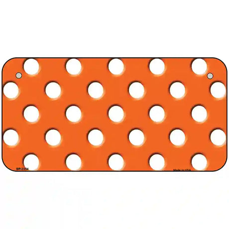 White Polka Dots Orange Metal Novelty License Plate 6" x 3" (BP)