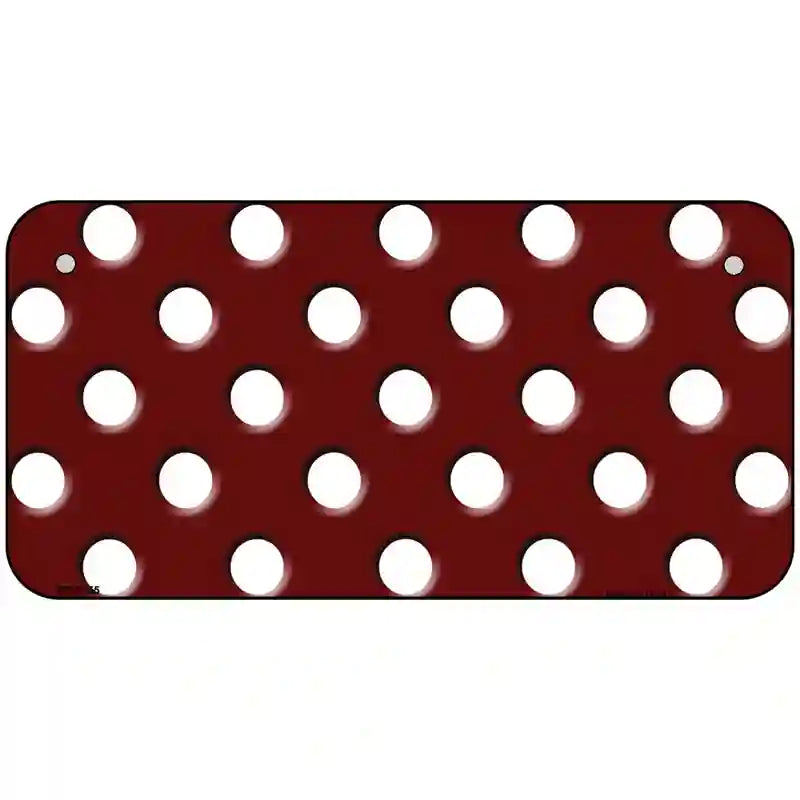 White Polka Dots Burgundy Metal Novelty License Plate 6" x 3" (BP)