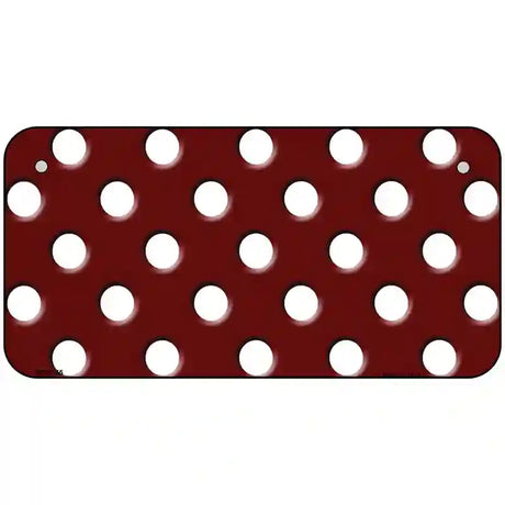 White Polka Dots Burgundy Metal Novelty License Plate 6" x 3" (BP)