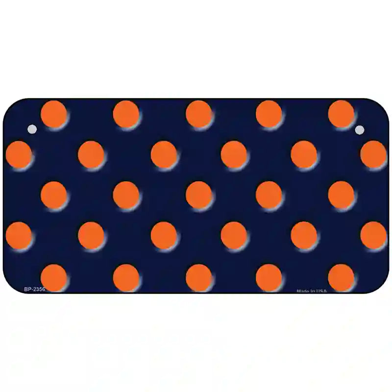 Orange Polka Dots Navy Blue Metal Novelty License Plate 6" x 3" (BP)