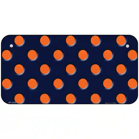 Orange Polka Dots Navy Blue Metal Novelty License Plate 6" x 3" (BP)