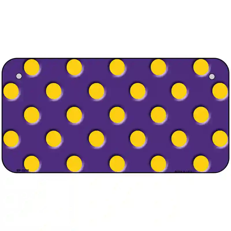 Yellow Polka Dots Purple Metal Novelty License Plate 6" x 3" (BP)